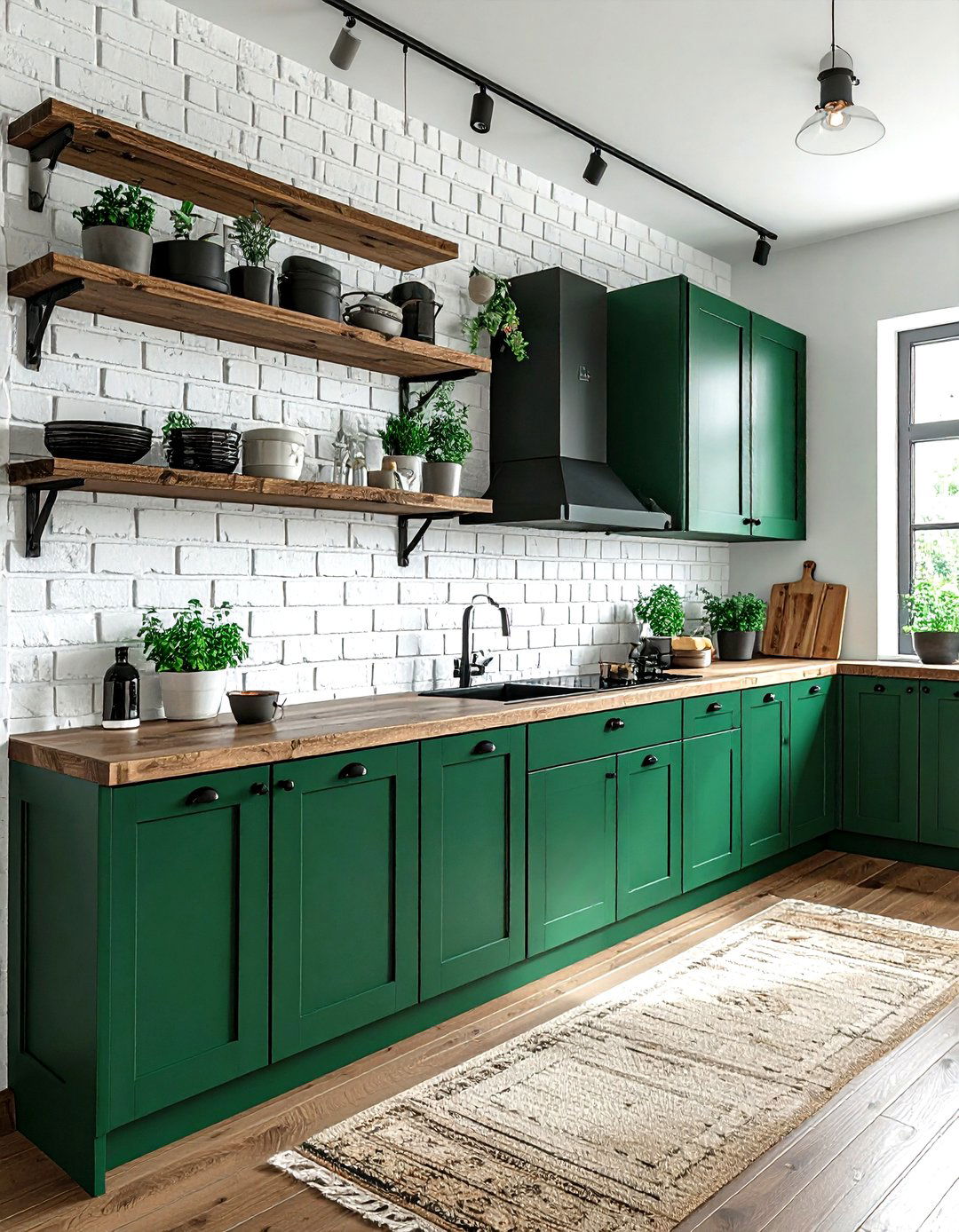 Emerald Green Cabinets White Brick Backsplash - 30 emerald and white kitchen ideas