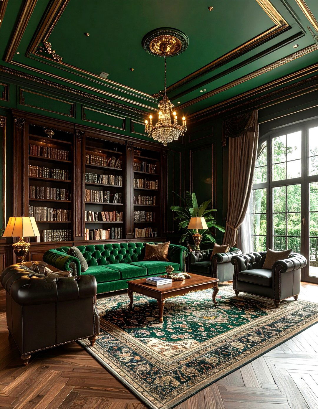 Emerald Green Ceiling - 30 living room ceiling color ideas