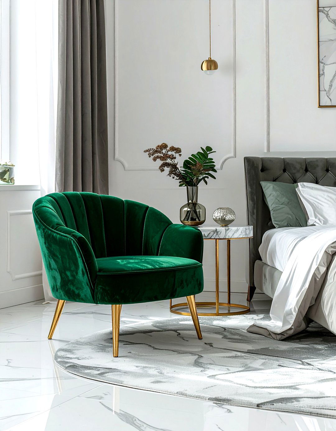 Emerald Green Chair - 30 Hollywood regency decor ideas