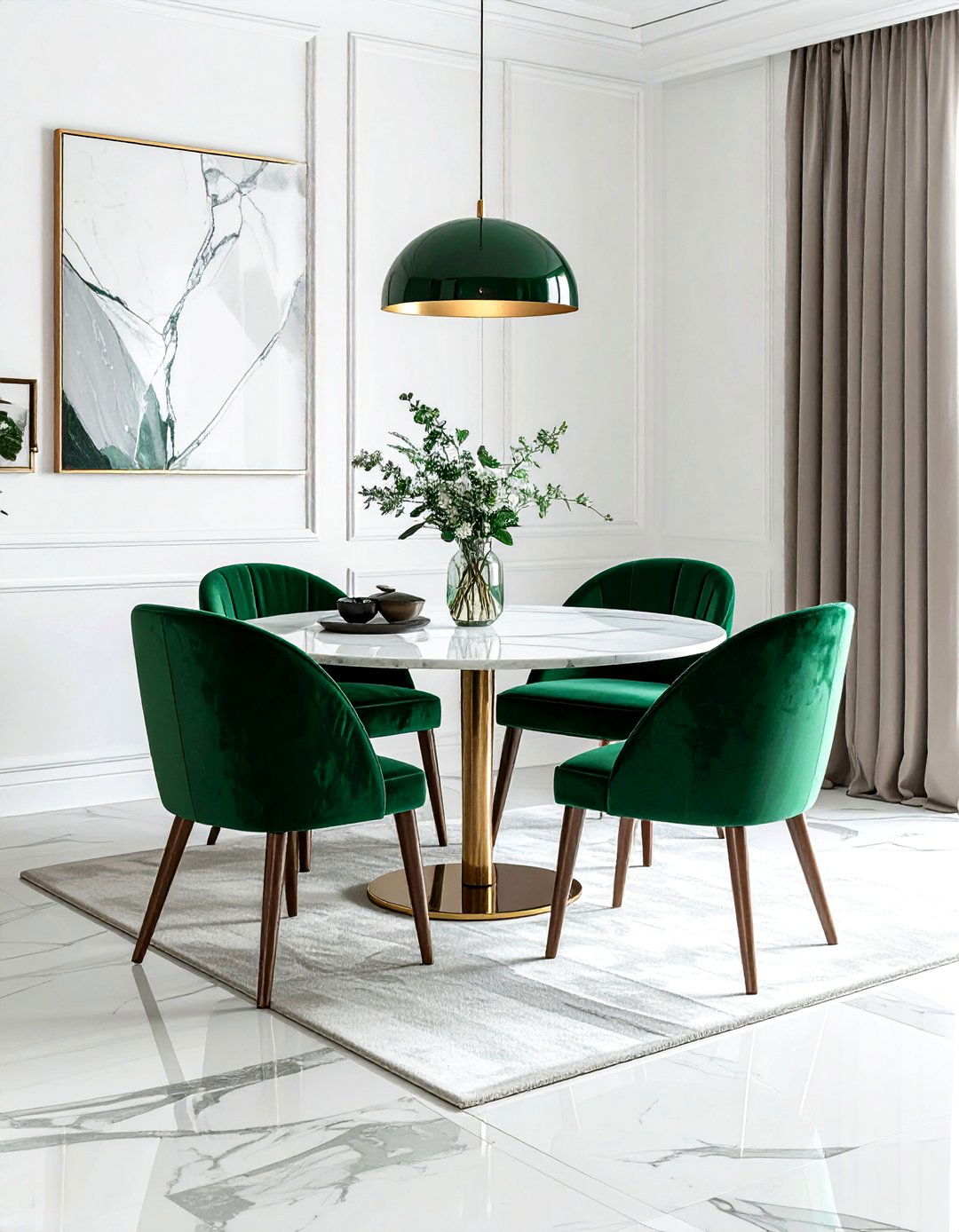 Emerald Green Chairs - 30 painted dining room furniture ideas