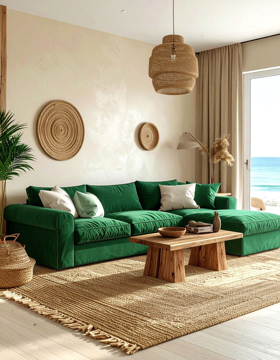 Emerald Green Coastal Living Room - 30 emerald living room decor ideas