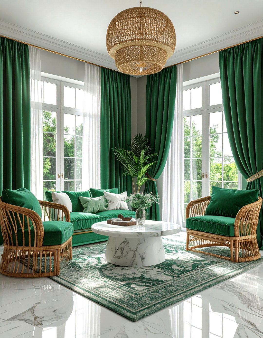 Emerald Green Coastal Living Room - 30 coastal green living room ideas