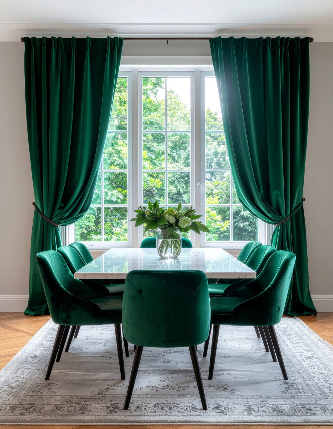 Emerald Green Curtains - 30 emerald green dining room ideas
