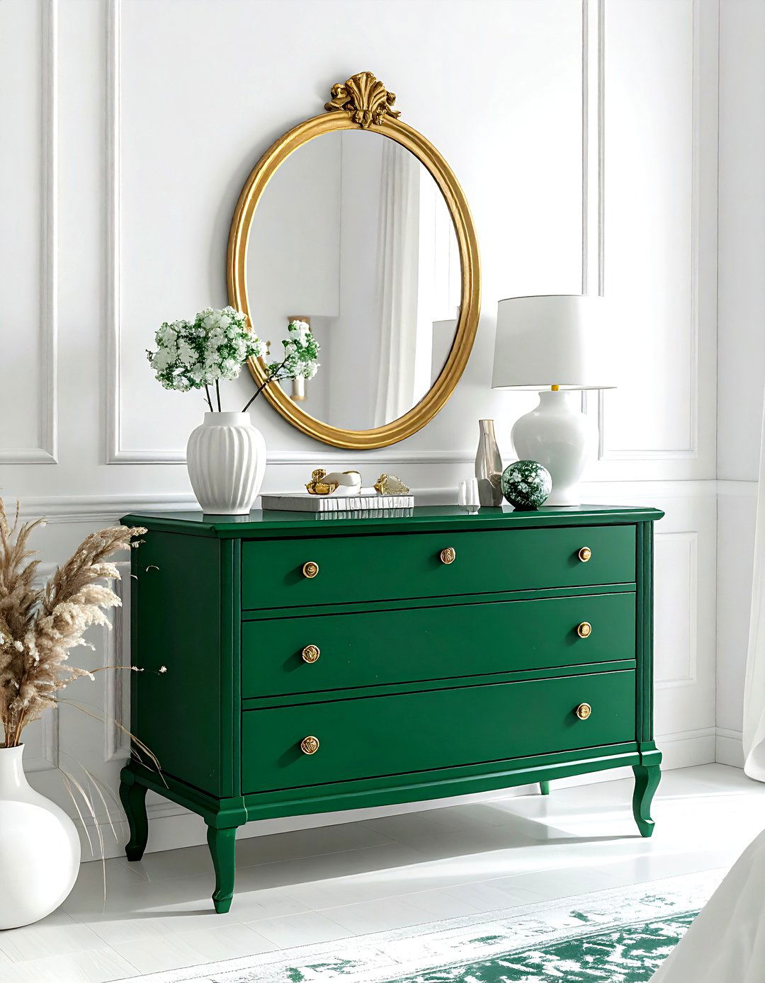 Emerald Green Dresser - 30 emerald and white bedroom ideas