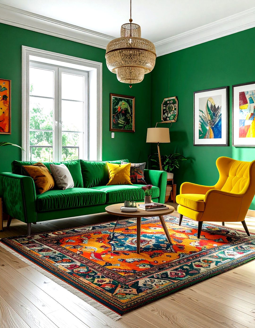 Emerald Green Eclectic Living Room - 30 emerald living room decor ideas