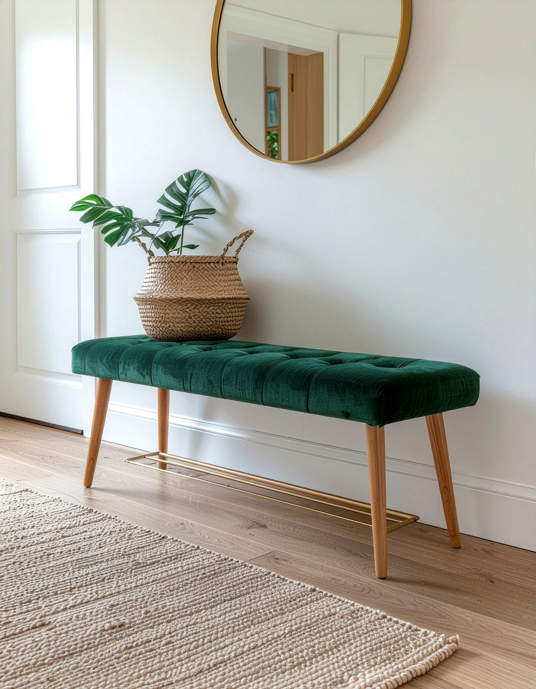 Emerald Green Entryway Bench - 30 emerald decor ideas