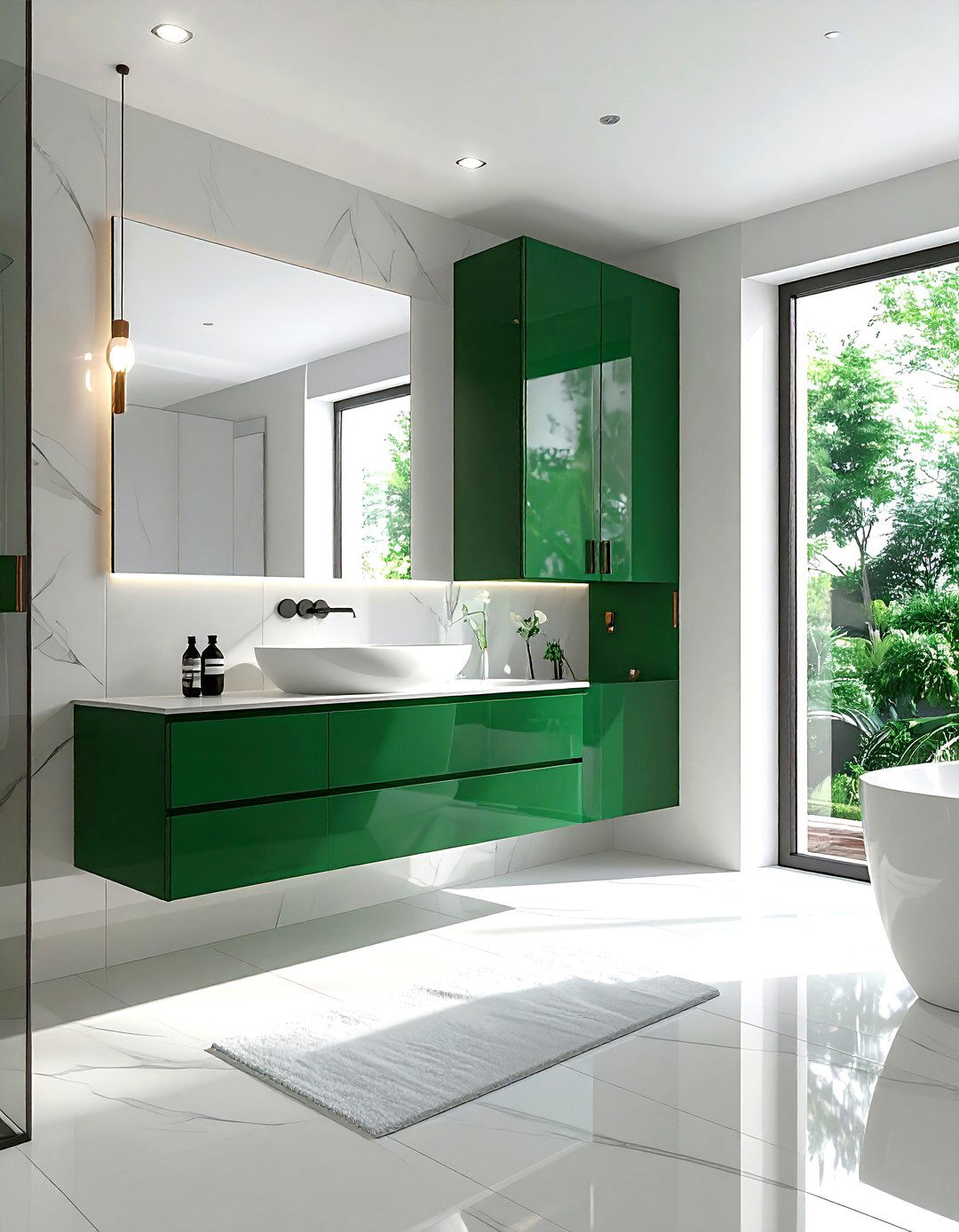 Emerald Green Floating Vanity - 30 emerald and white bathroom ideas