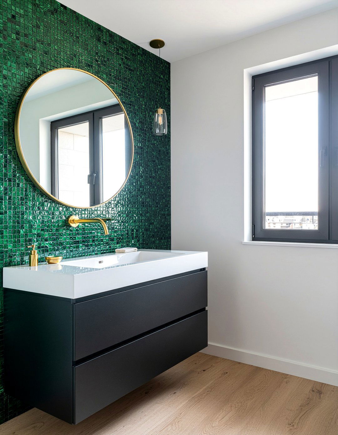 Emerald Green Glass Mosaic - 30 mosaic tile bathroom ideas