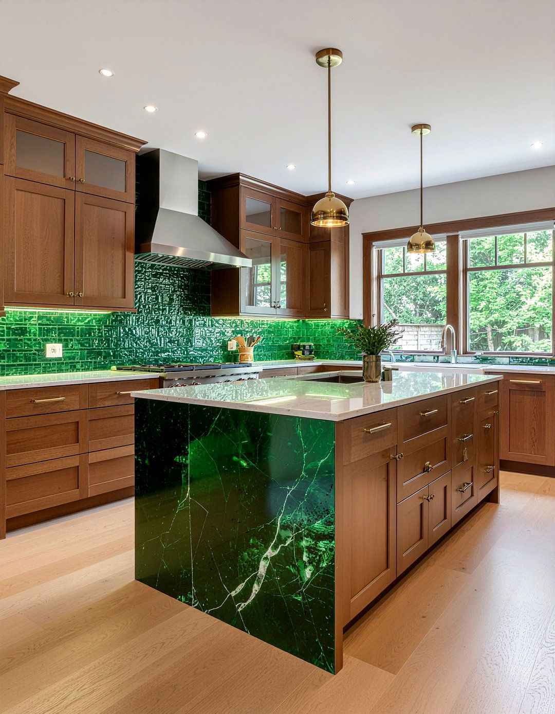 Emerald Green Glass Tile - 30 glass tile kitchen backsplash ideas