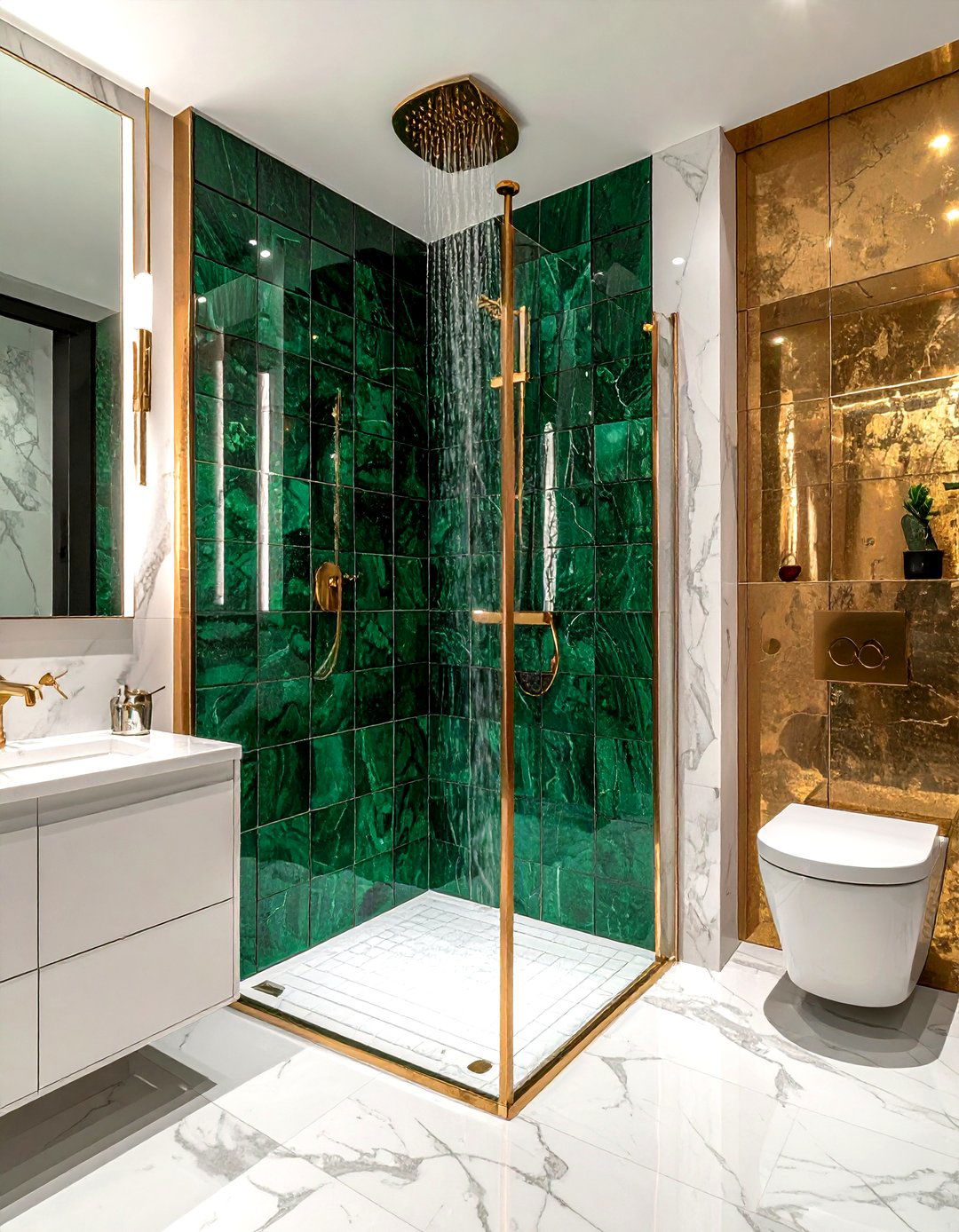 Emerald Green Glass Tile Shower - 30 glass tile bathroom ideas