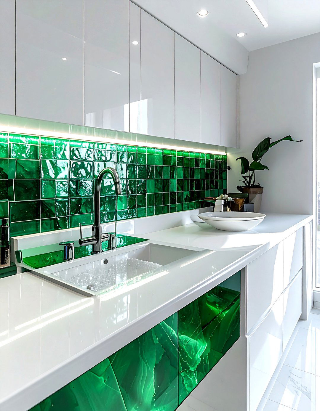 Emerald Green Glass Tile - 30 emerald and white bathroom ideas
