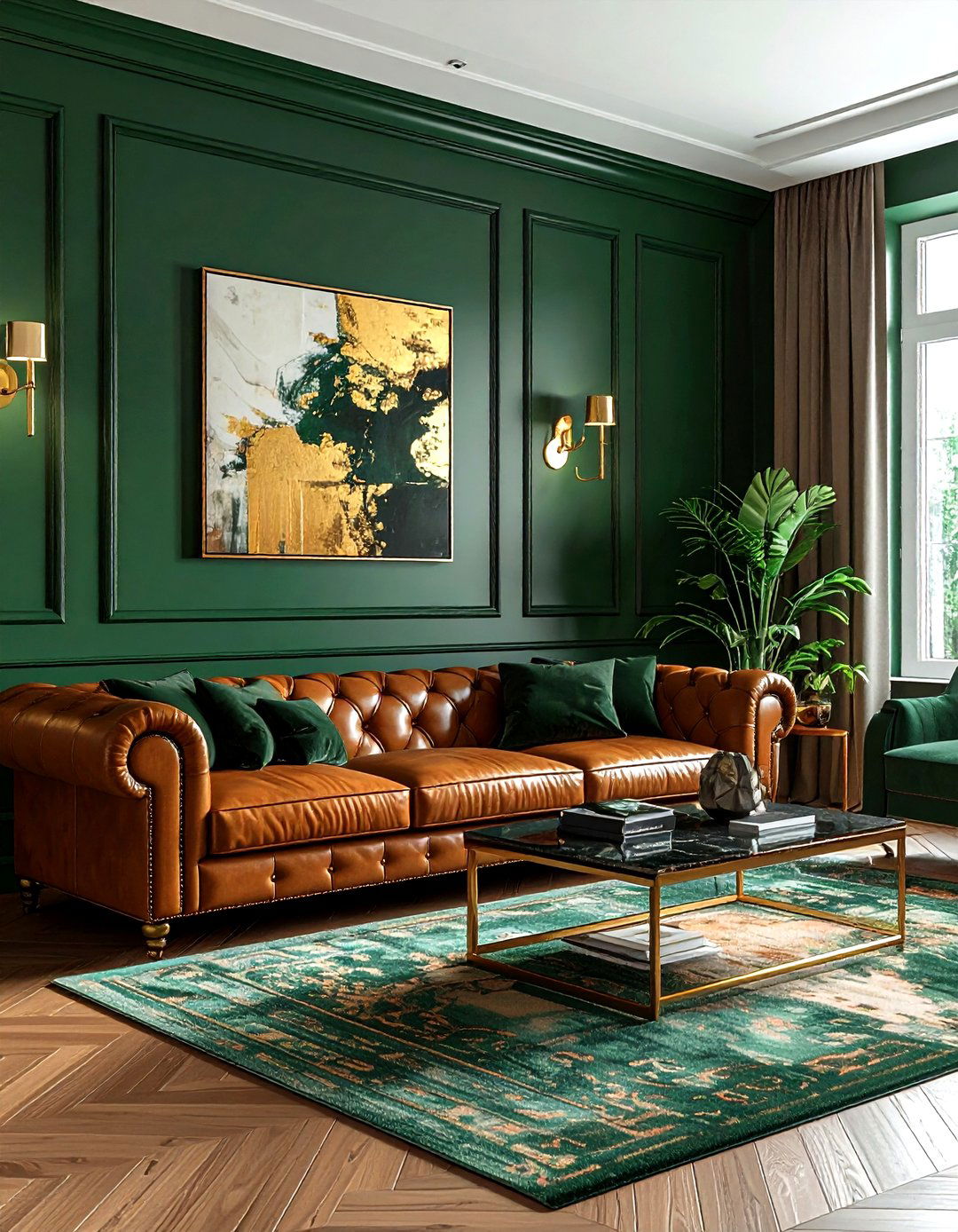 Emerald Green Gold Living Room - 30 gold living room ideas