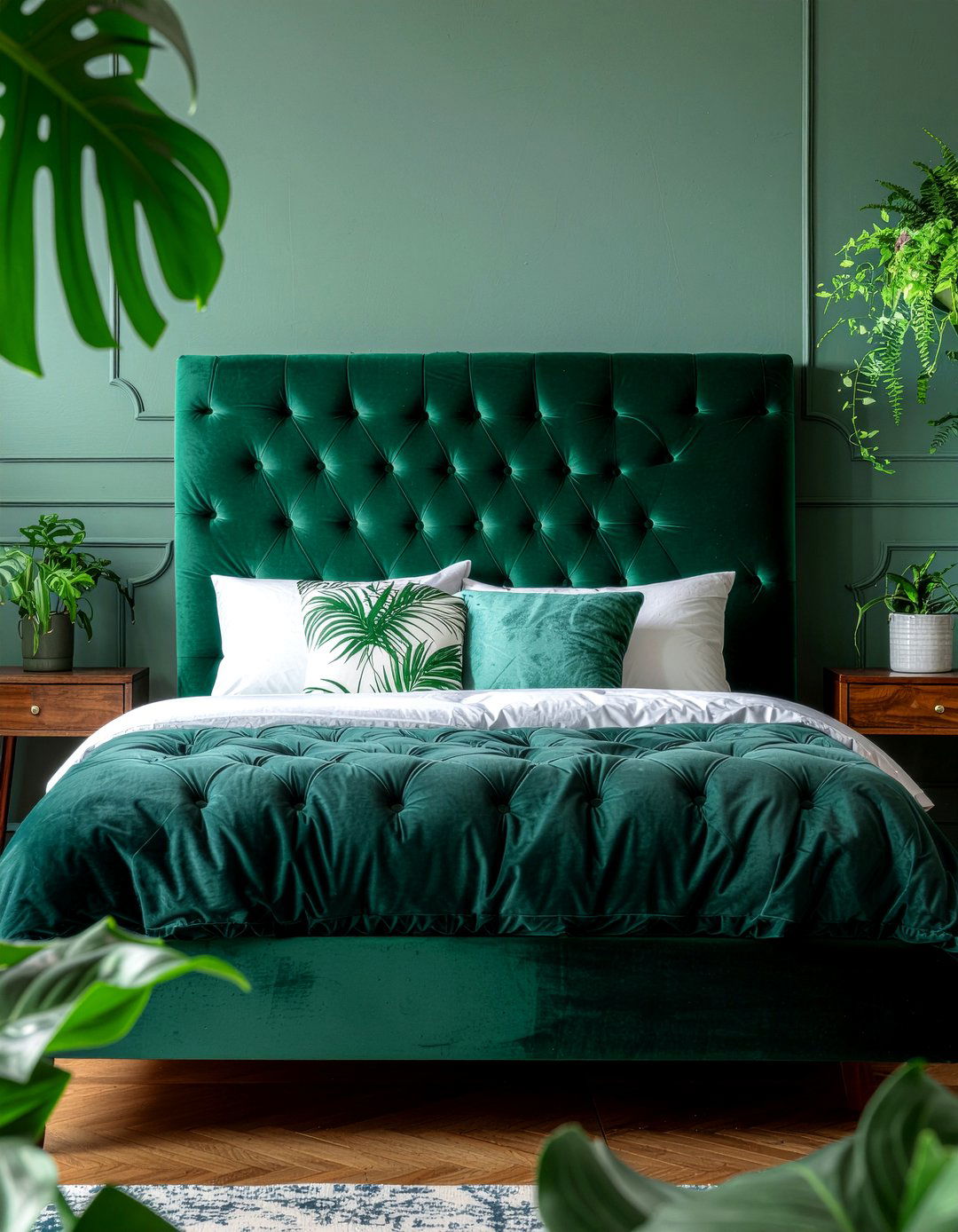 Emerald Green Headboard - 30 bedroom upholstered headboards