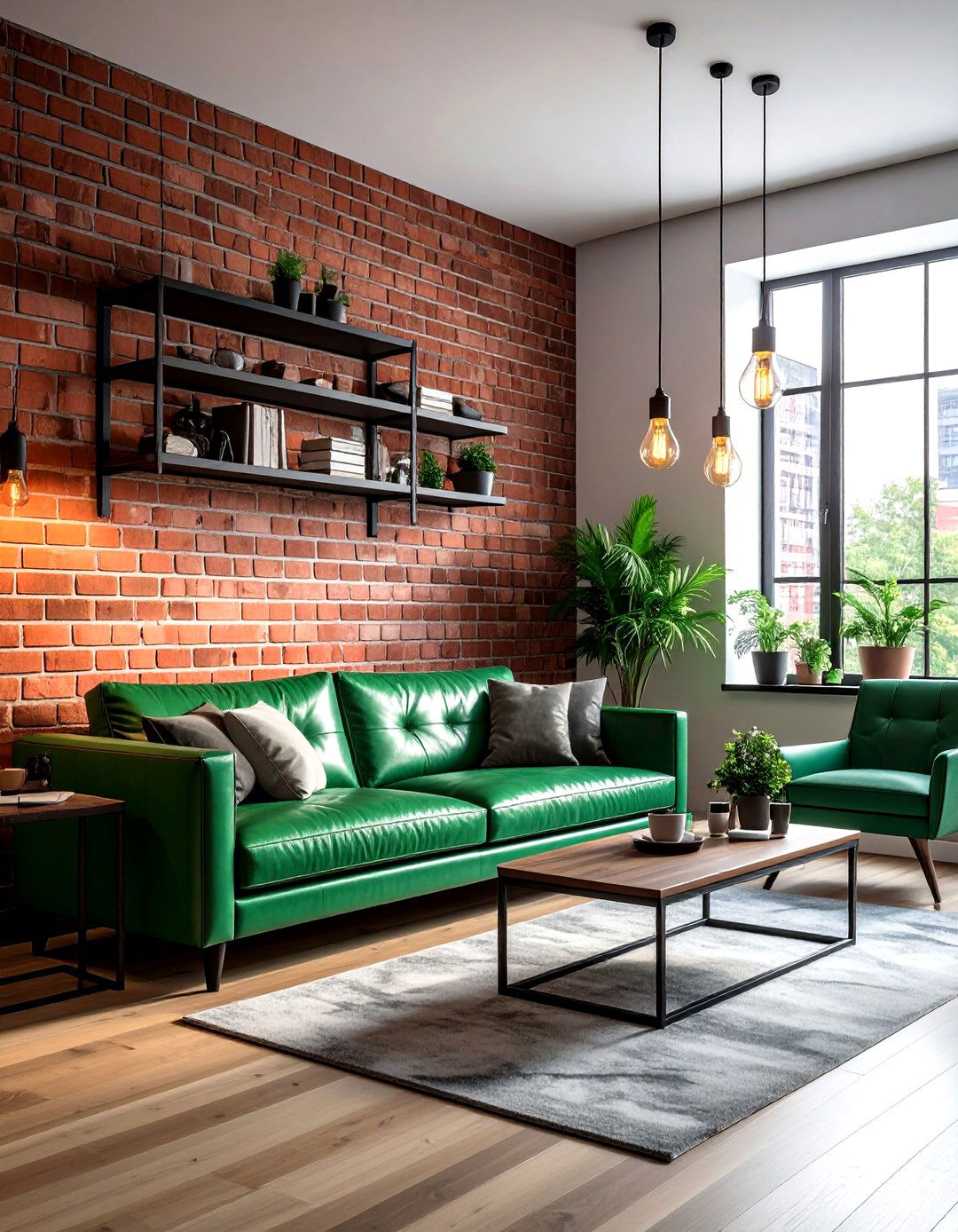 Emerald Green Industrial Living Room - 30 emerald living room decor ideas