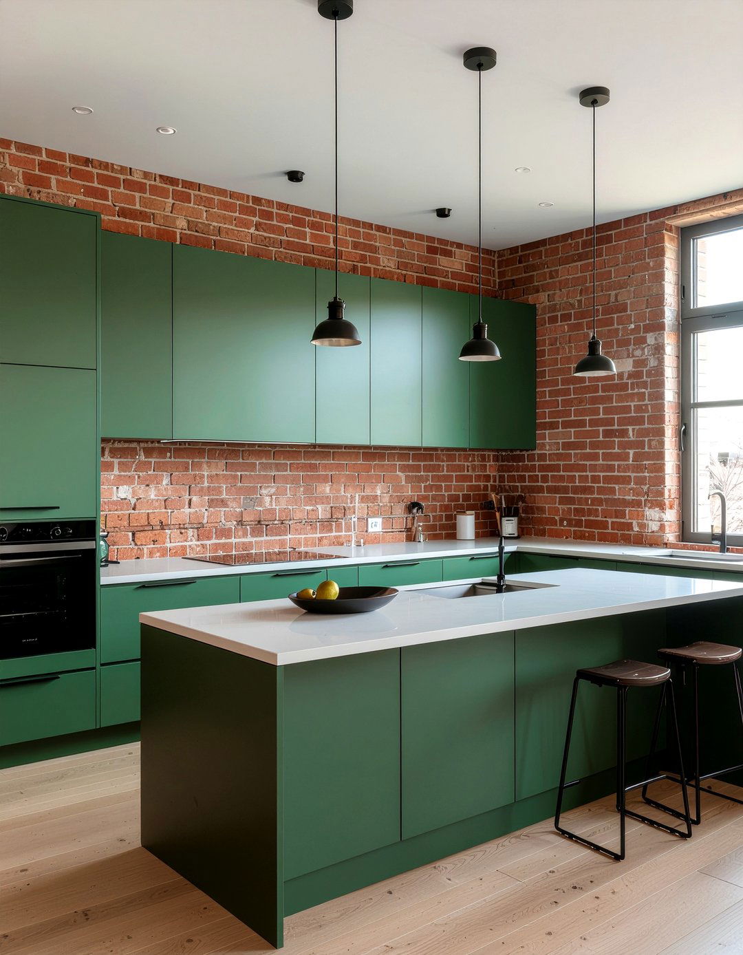 Emerald Green Kitchen Exposed Brick - 30 emerald green kitchen ideas