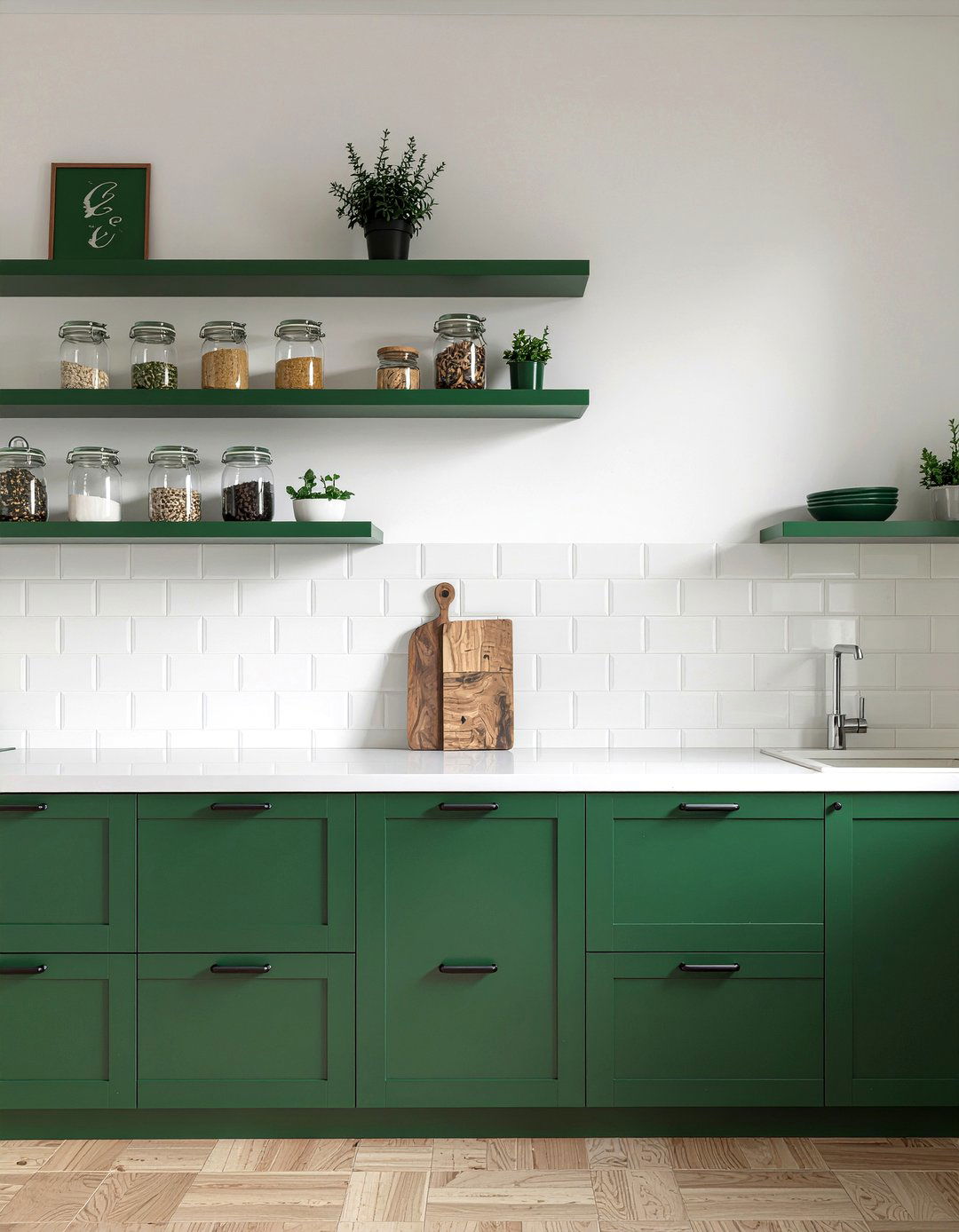 Emerald Green Kitchen Floating Shelves - 30 emerald green kitchen ideas