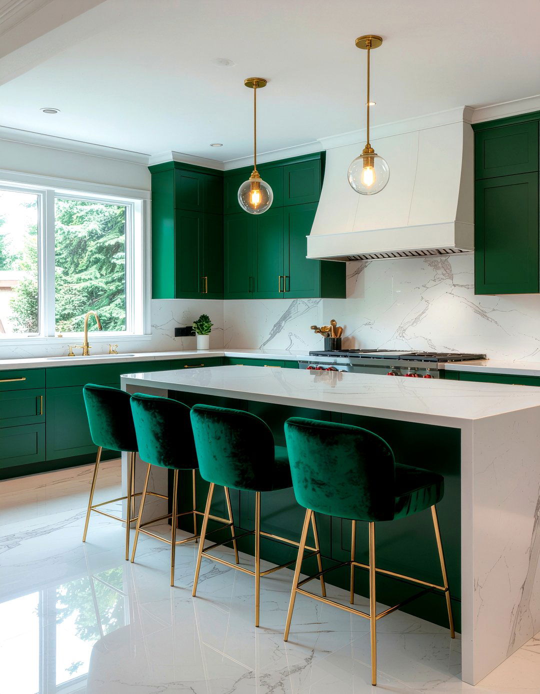 Emerald Green Kitchen Velvet Bar Stools - 30 emerald green kitchen ideas