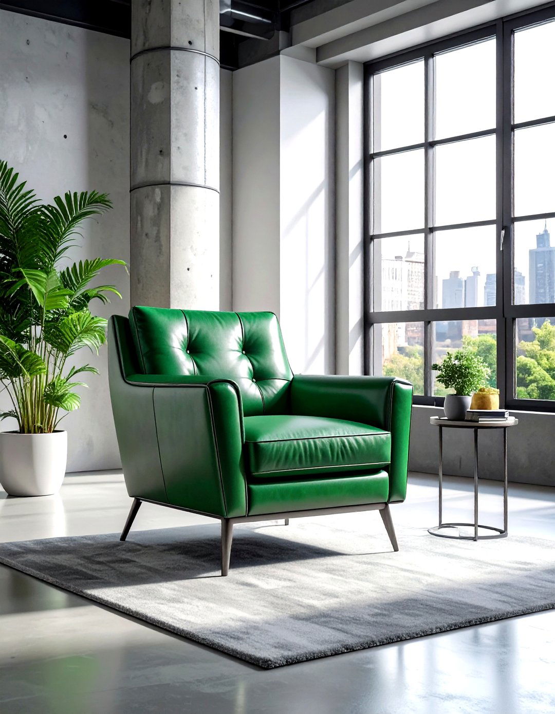 Emerald Green Leather Chair - 30 industrial green living room ideas