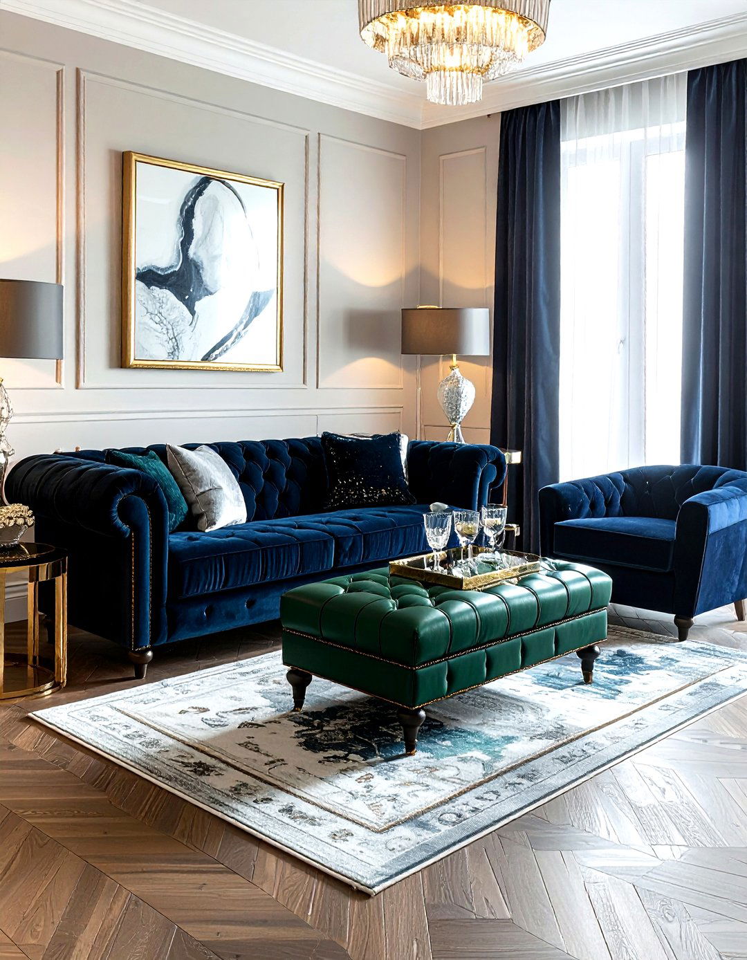 Emerald Green Leather Ottoman - 30 living room leather ottoman ideas