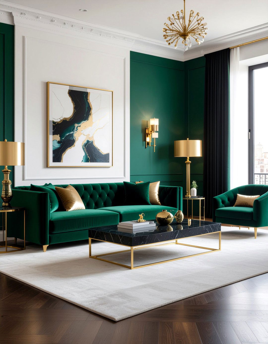 Emerald Green Living Room - 30 green living room ideas