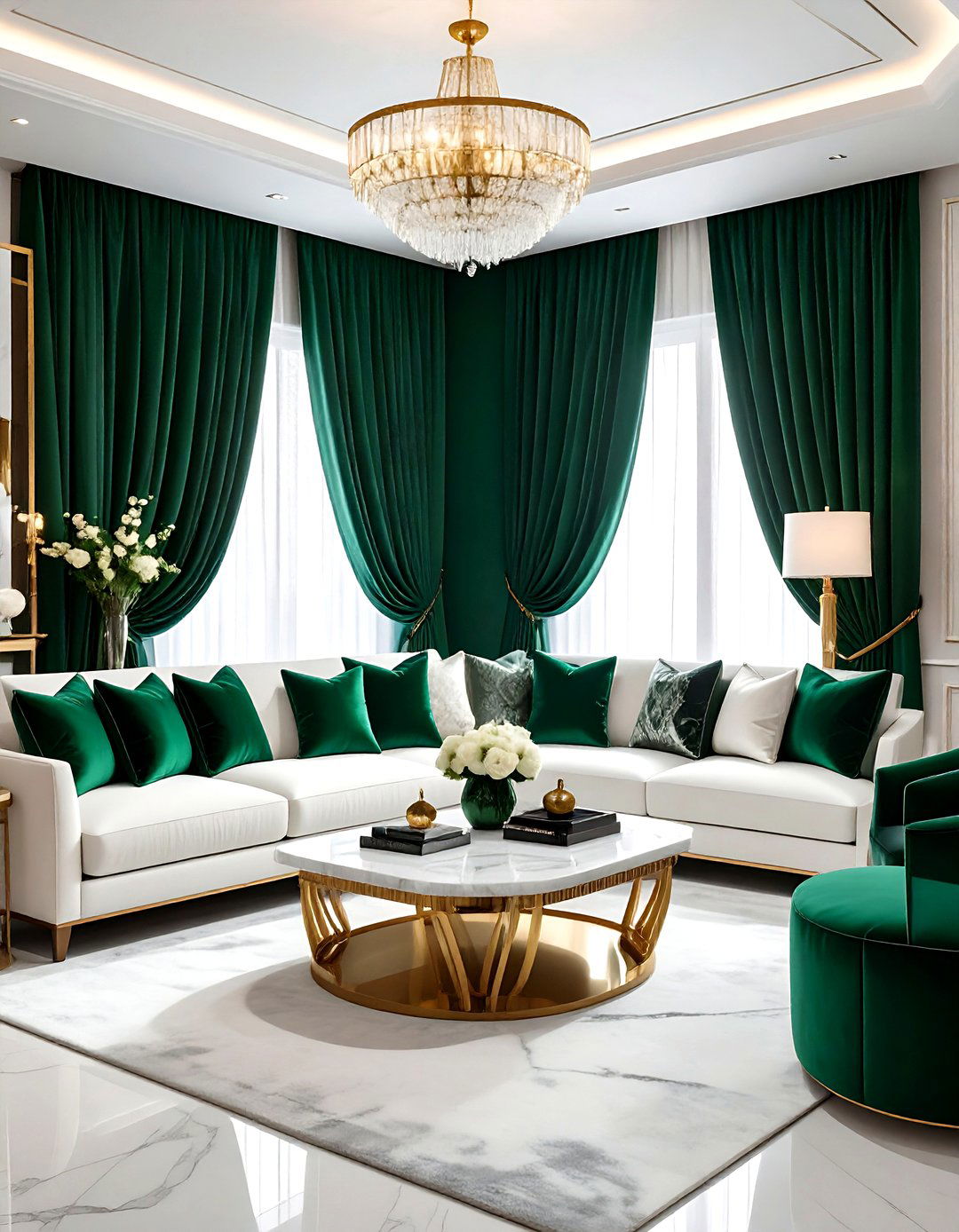 Emerald Green Living Room - 30 living room accent color ideas