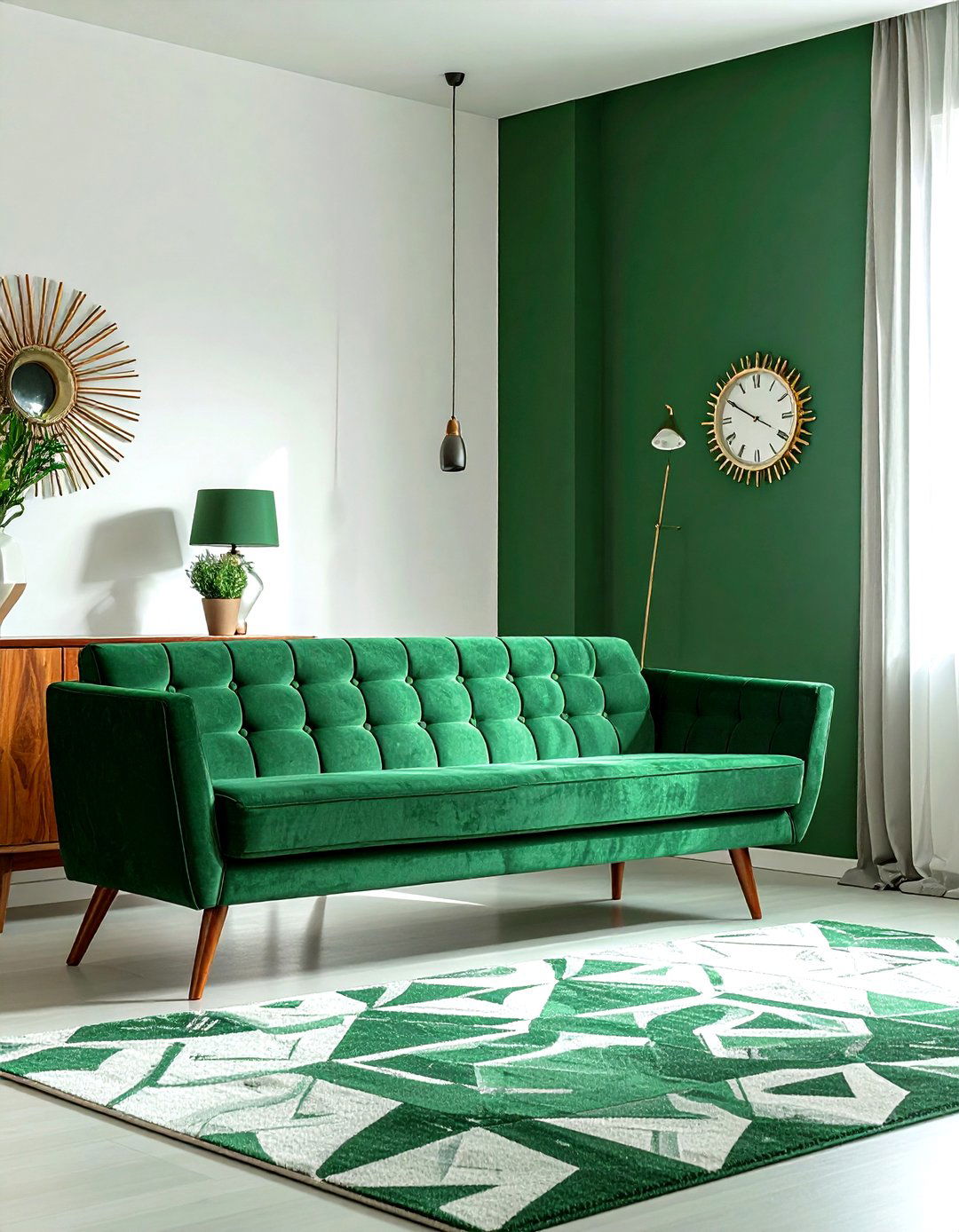 Emerald Green Mid Century Modern Room - 30 emerald living room decor ideas