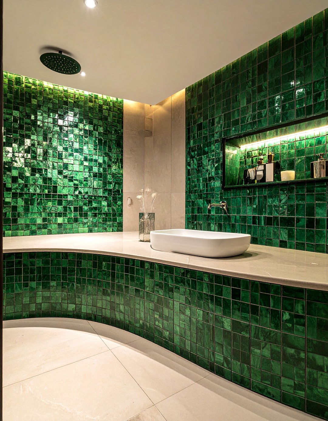 Emerald Green Mosaic Tile - 30 emerald green bathroom ideas