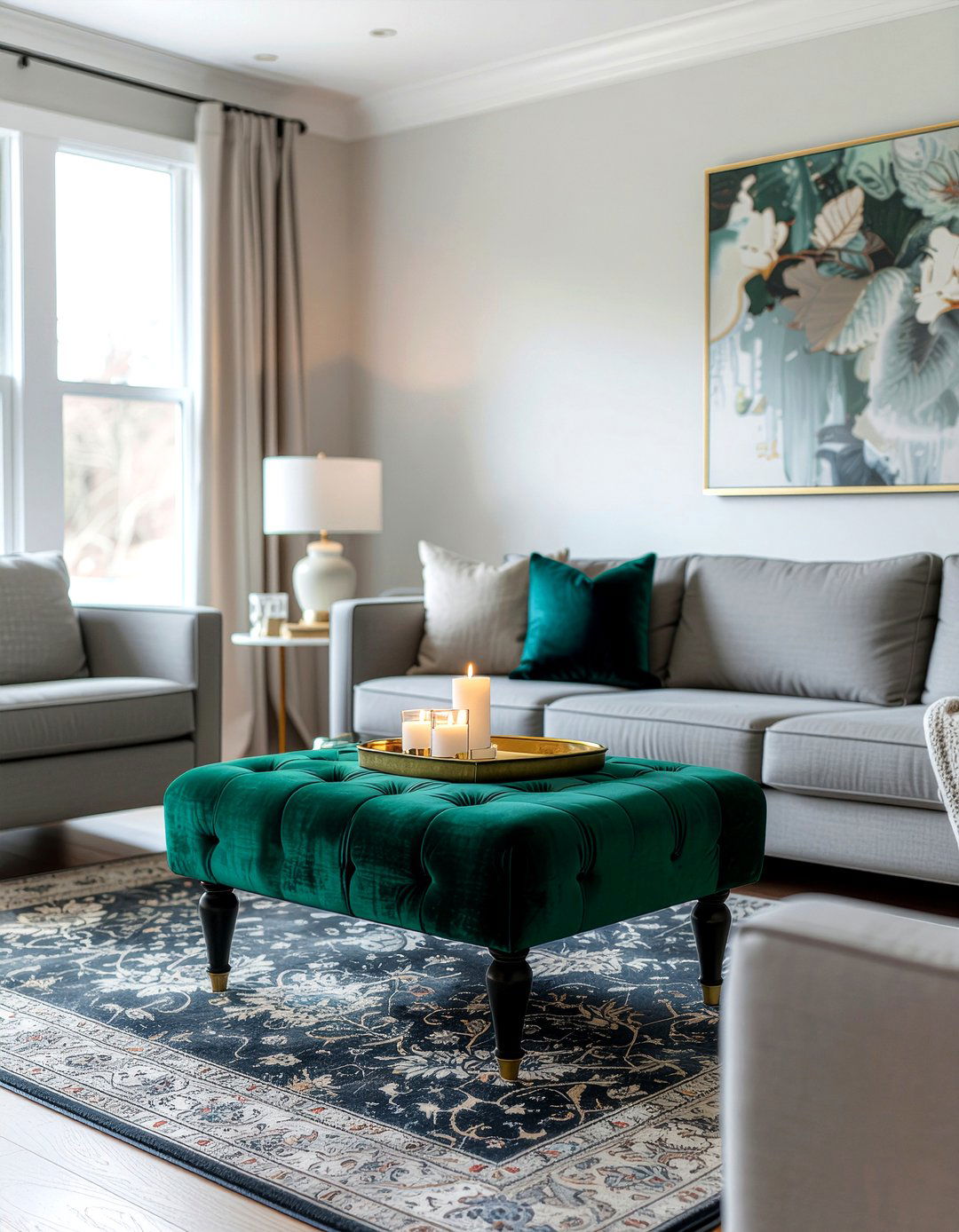 Emerald Green Ottoman - 30 emerald decor ideas