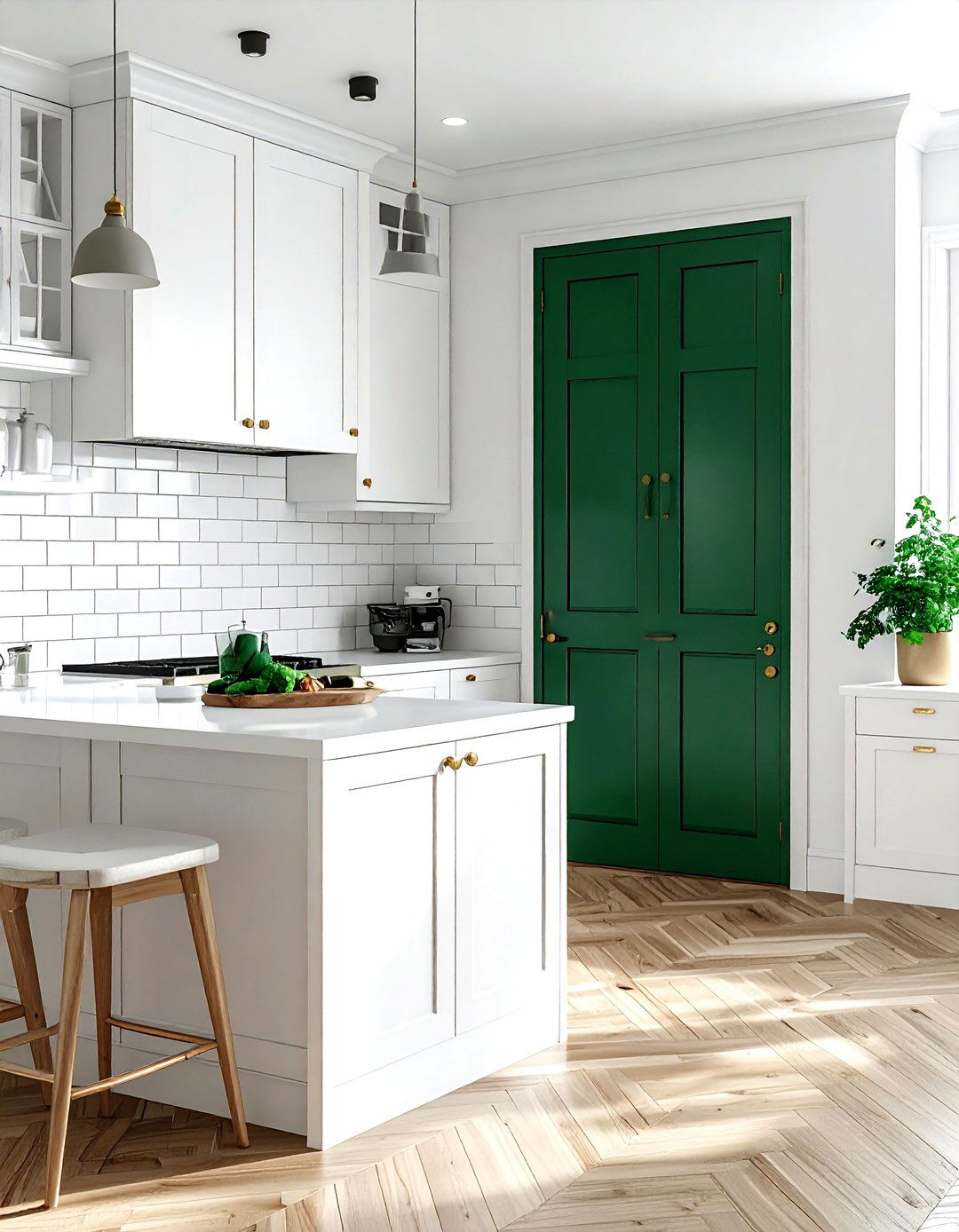 Emerald Green Pantry Door White Kitchen - 30 emerald and white kitchen ideas