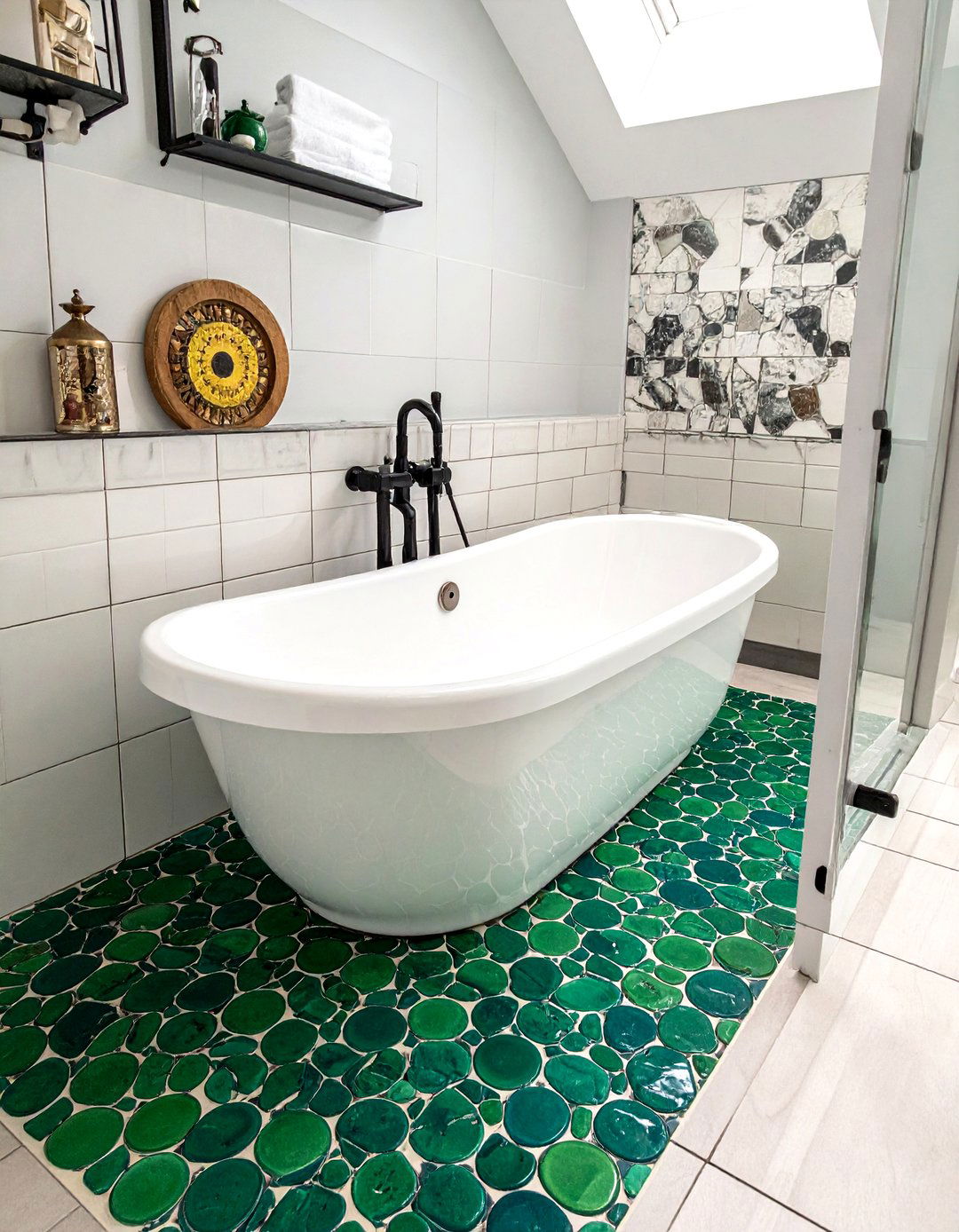 Emerald Green Penny Tile - 30 emerald green bathroom ideas