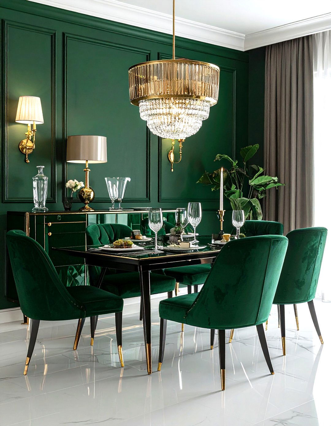 Emerald Green Sideboard - 30 modern buffet dining room ideas