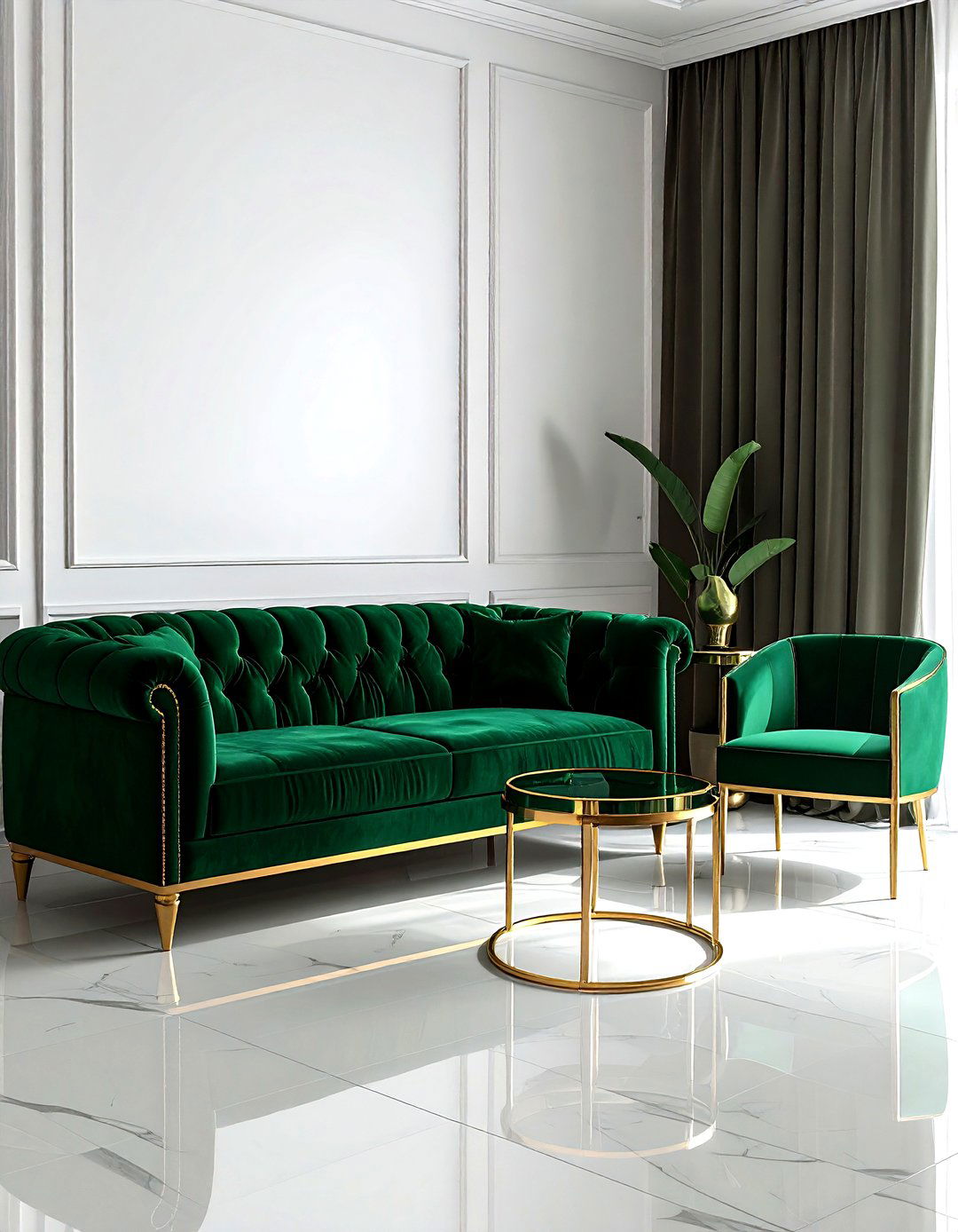 Emerald Green Sofa With Gold Chairs - 30 living room sofa and chairs ideas