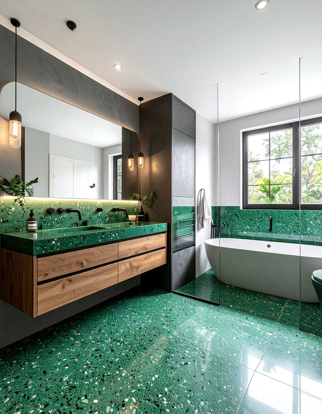 Emerald Green Terrazzo Bathroom - 30 emerald bathroom decor ideas