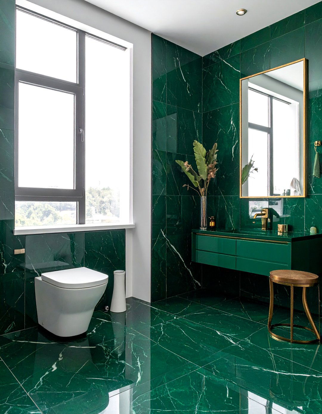 Emerald Green Tile - 30 feature wall tile bathroom ideas