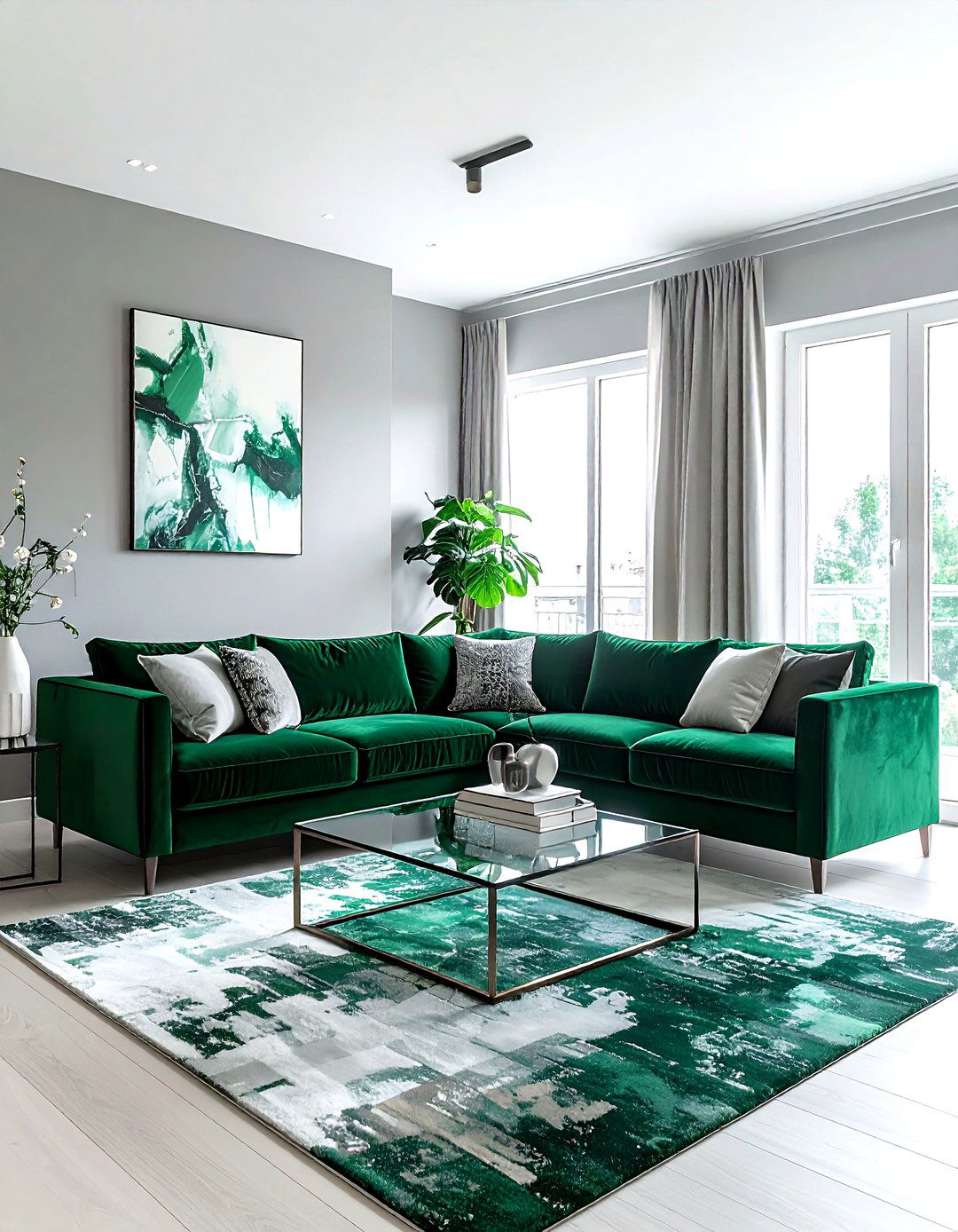 Emerald Green Transitional Living Room - 30 emerald living room decor ideas