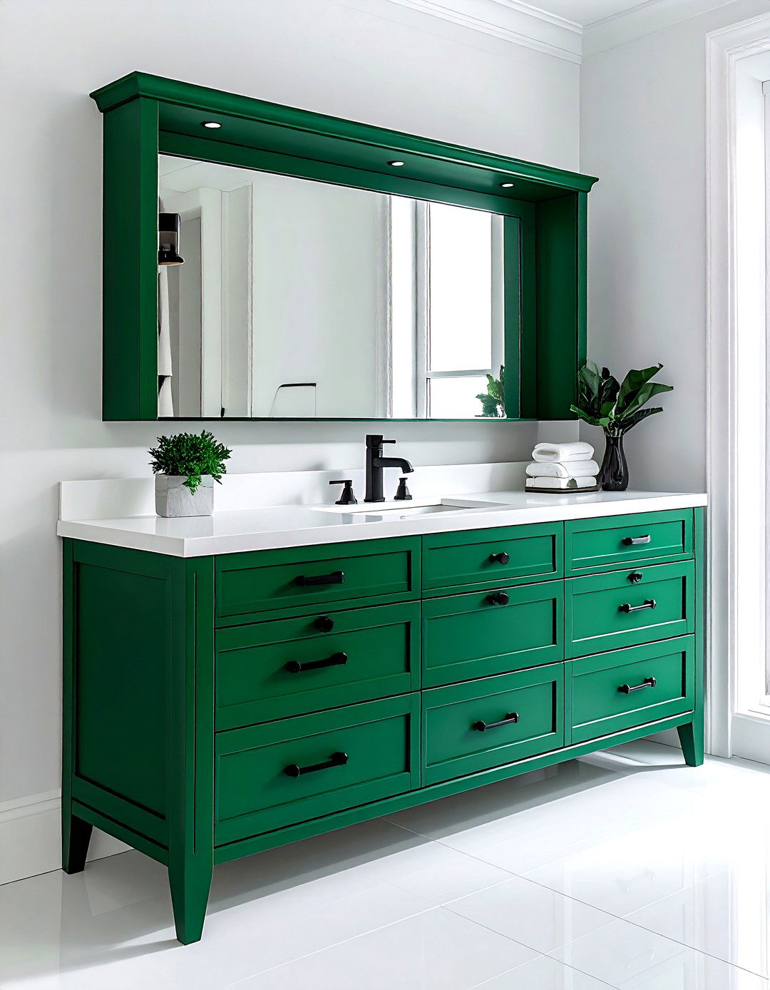 Emerald Green Vanity - 30 emerald and white bathroom ideas