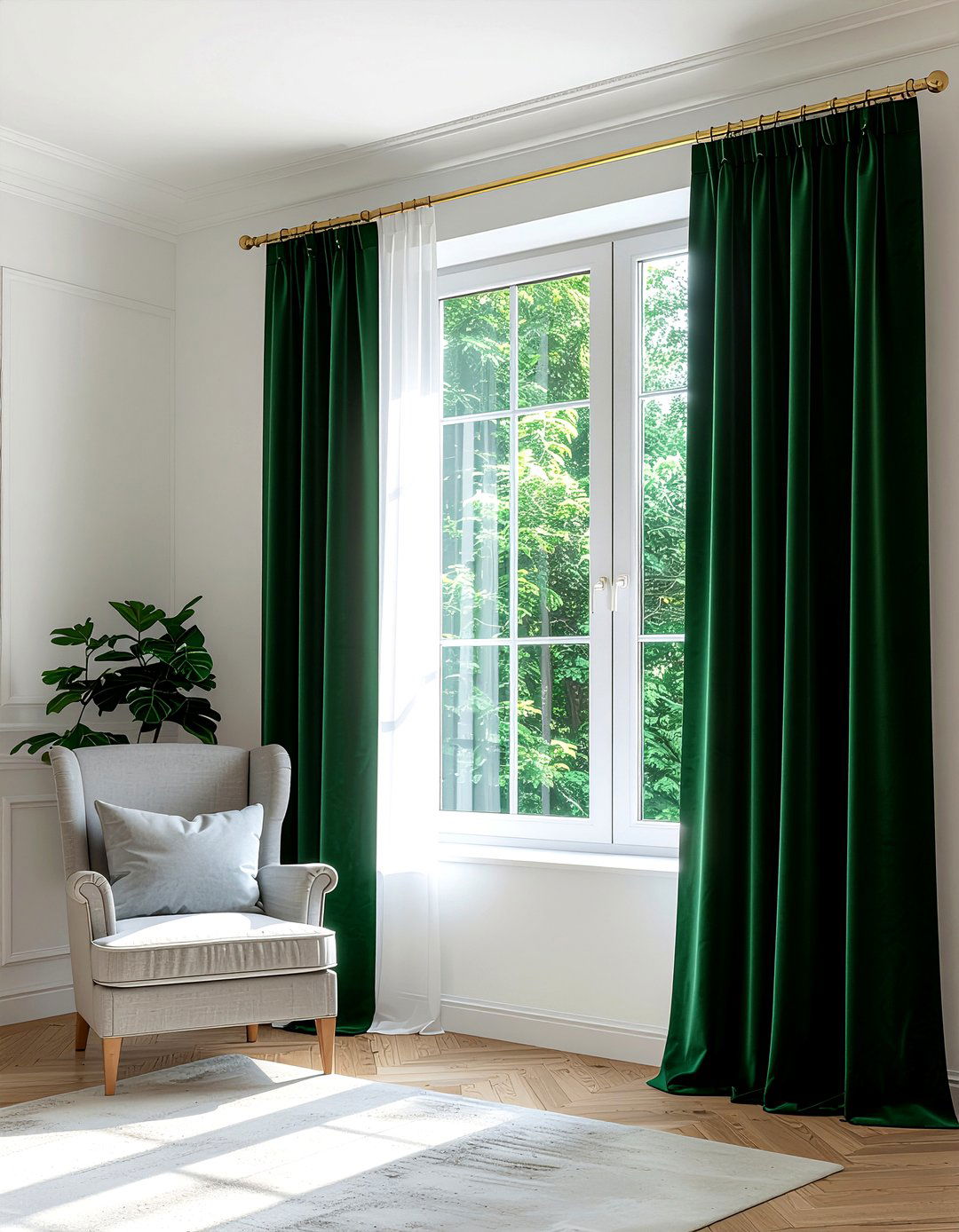 Emerald Green Velvet Curtain - 30 emerald decor ideas