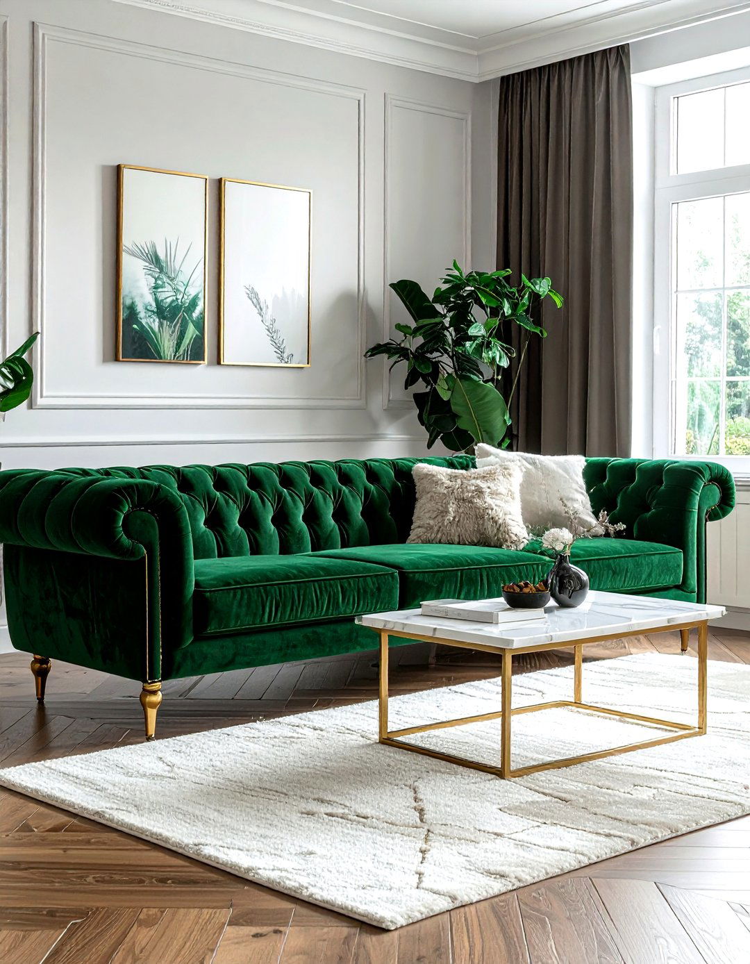 Emerald Green Velvet Sofa - 30 emerald living room decor ideas