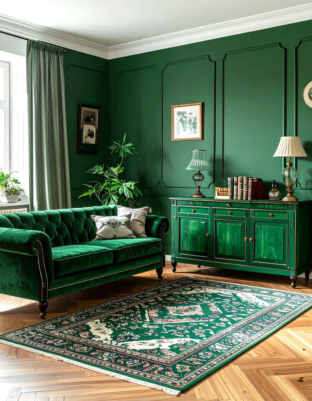Emerald Green Vintage Living Room - 30 emerald living room decor ideas