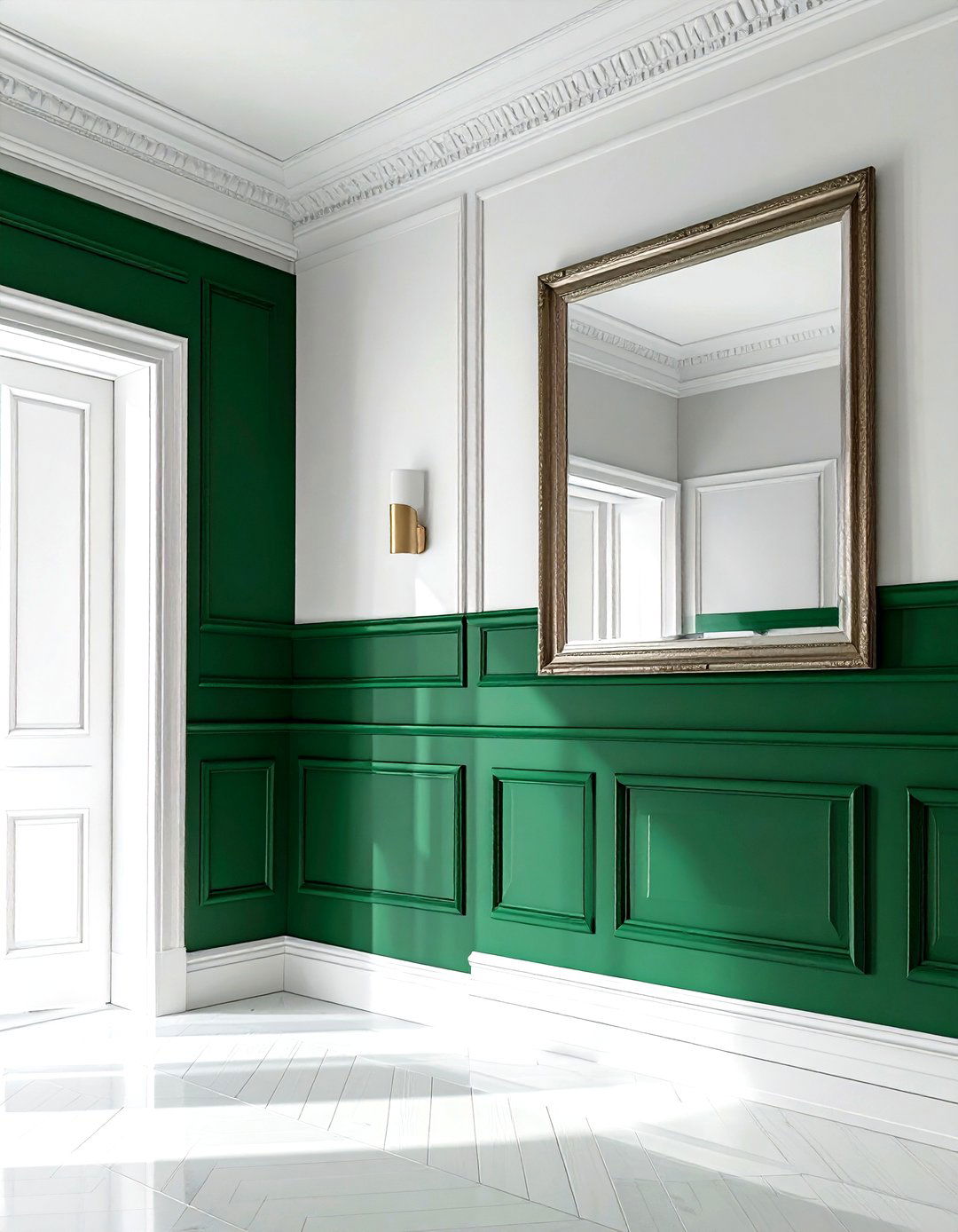 Emerald Green Wainscoting - 30 emerald and white bathroom ideas