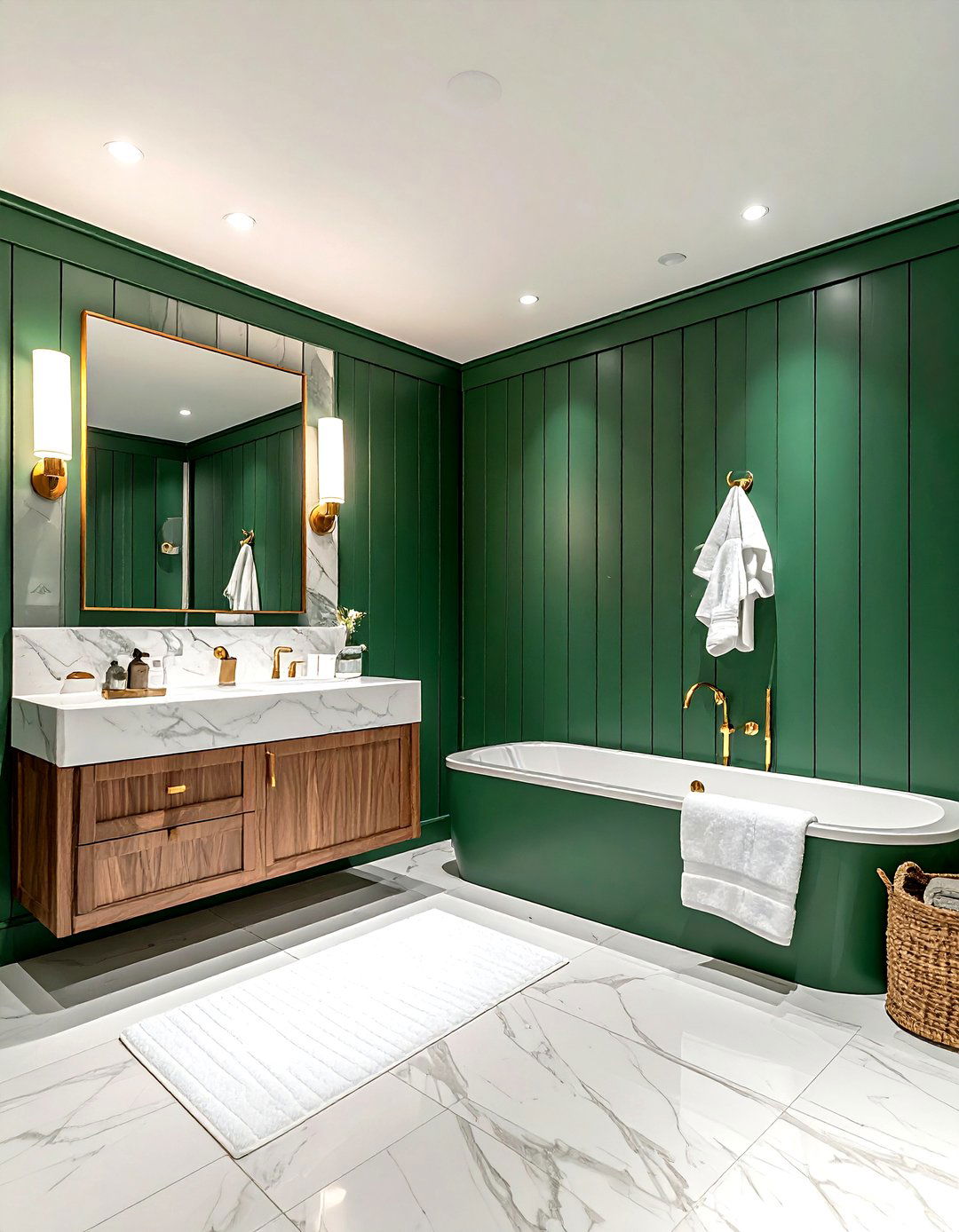 Emerald Green Wood Panel Bathroom - 30 emerald bathroom decor ideas
