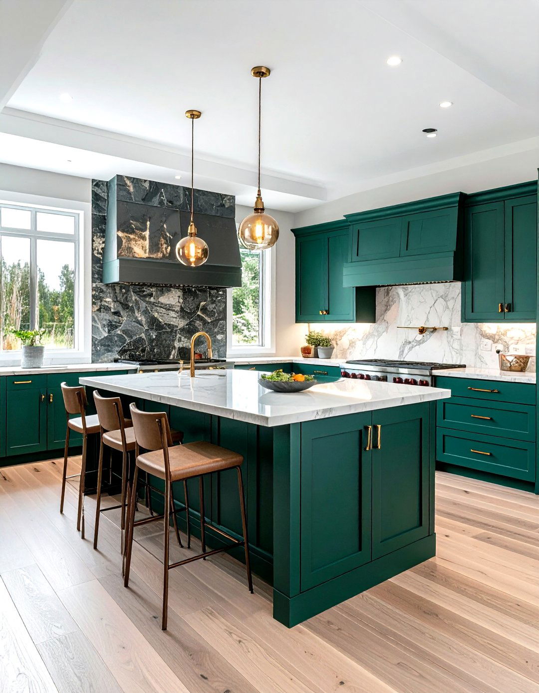 Emerald Teal Stone Kitchen - 30 cool teal kitchen ideas