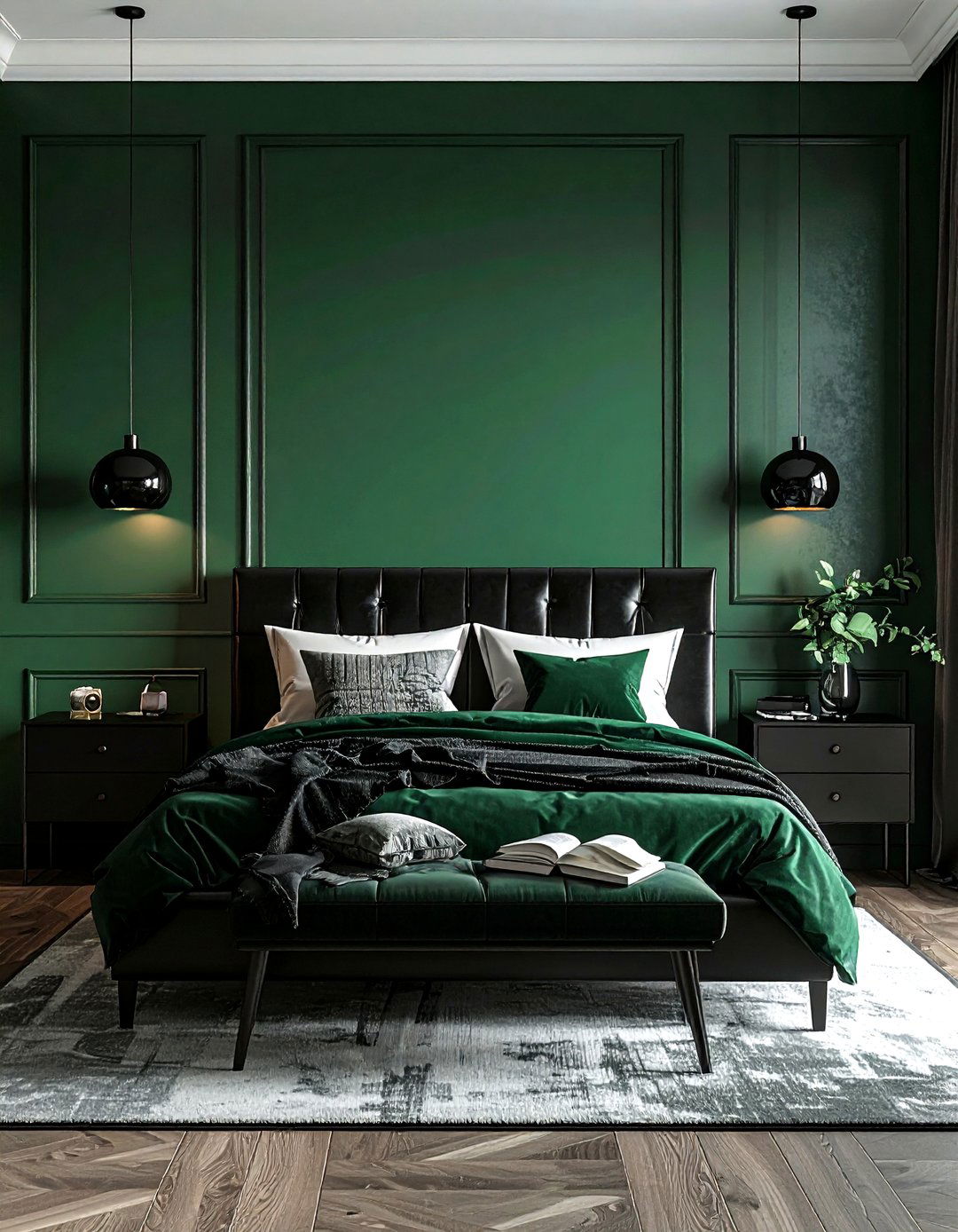 Emerald and black bedroom - 30 emerald bedroom decor ideas