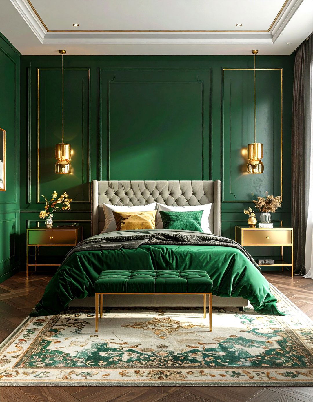 Emerald and gold bedroom - 30 emerald bedroom decor ideas