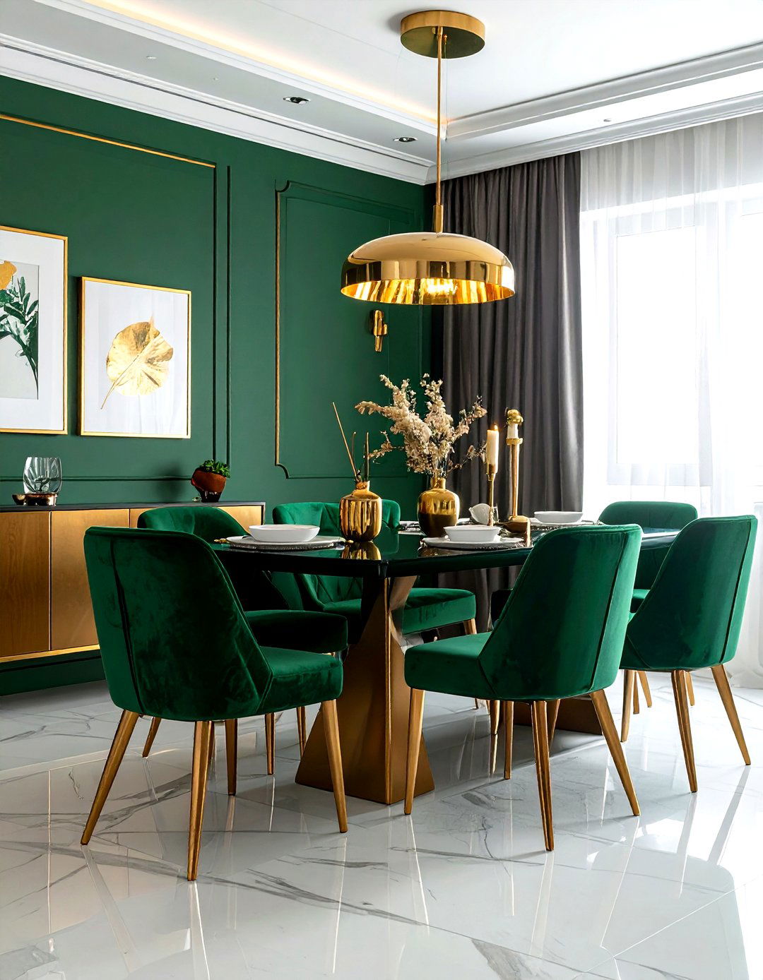 Emerald and gold dining room - 30 emerald dining room ideas