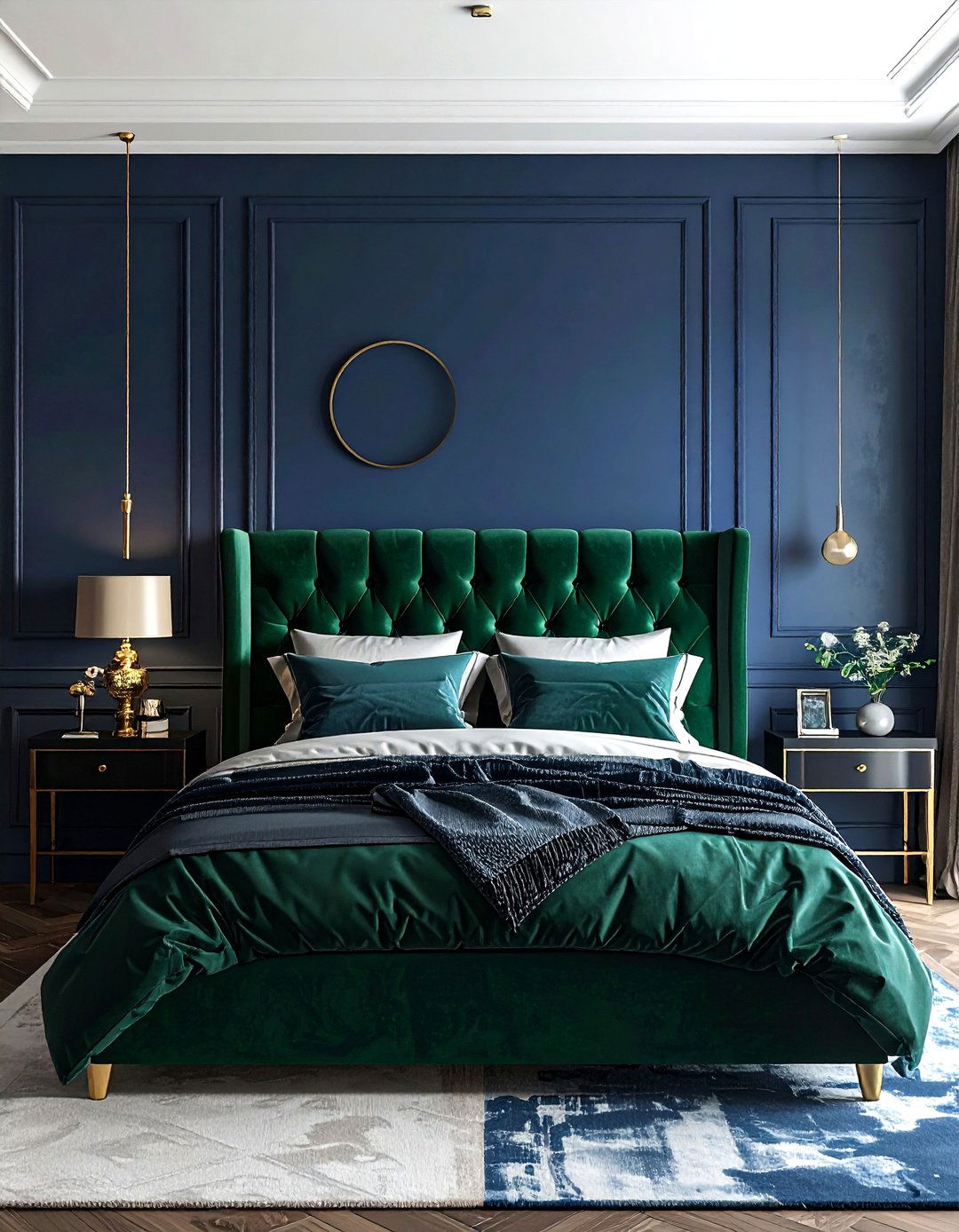 Emerald and navy bedroom - 30 emerald bedroom decor ideas