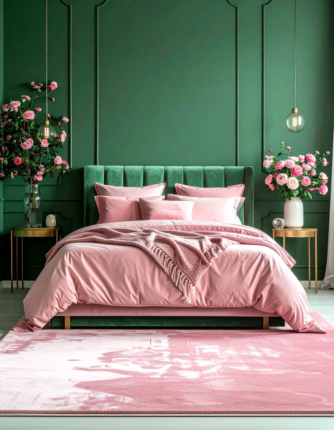 Emerald and pink bedroom - 30 emerald bedroom decor ideas