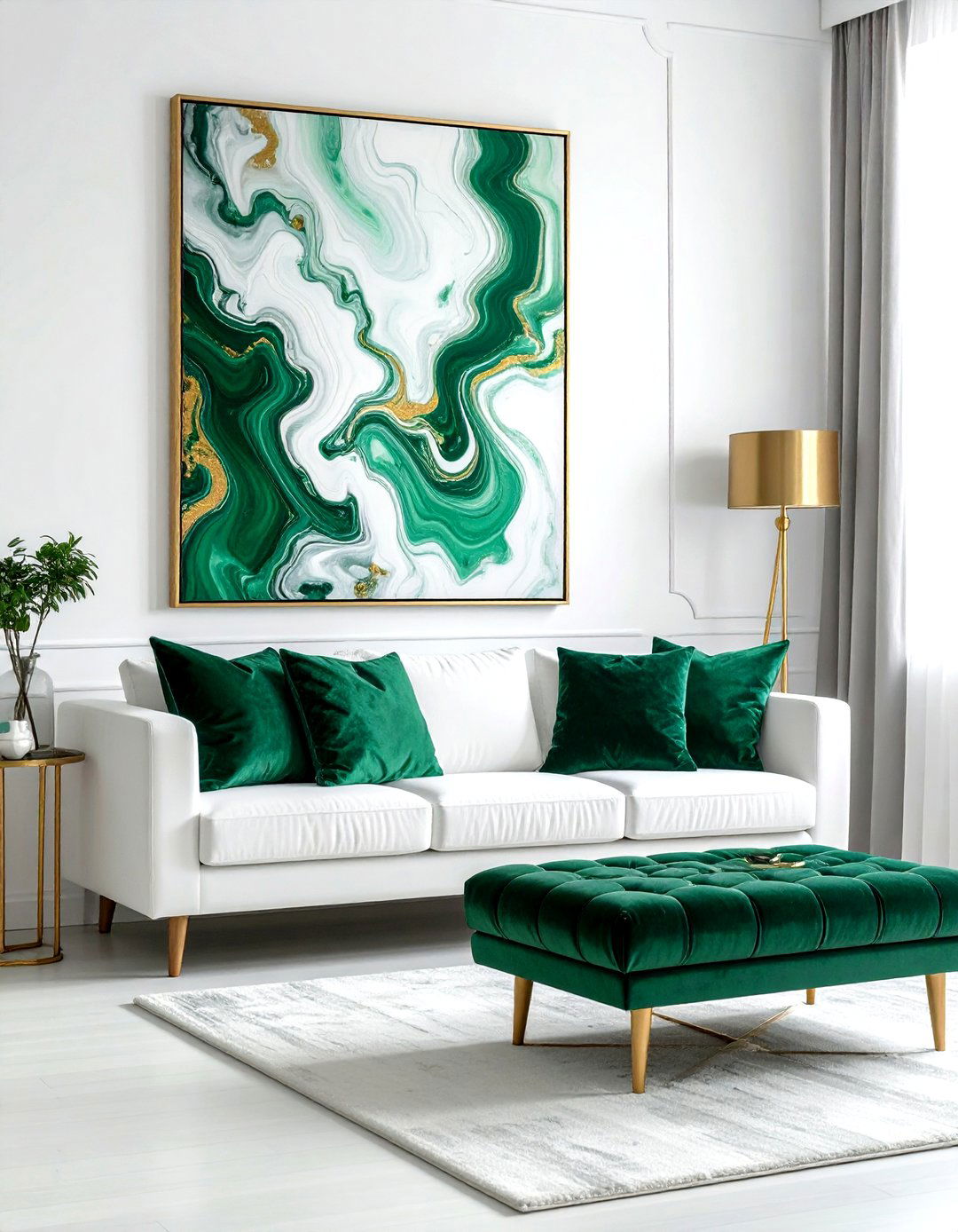 Emerald and white art - 30 emerald and white living room ideas