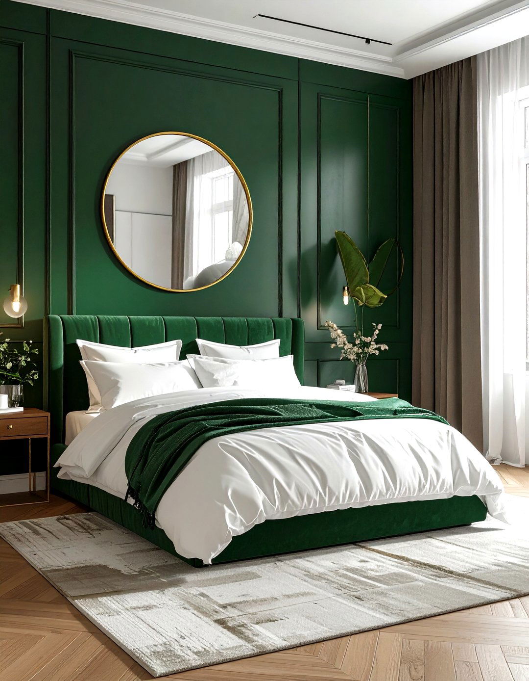 Emerald green accent wall bedroom - 30 emerald bedroom decor ideas