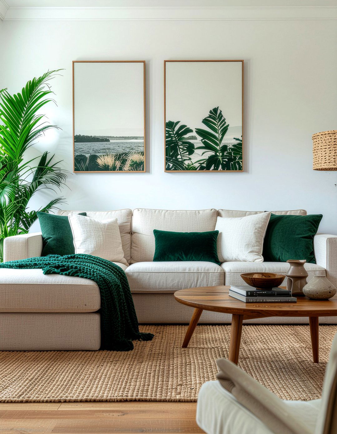 Emerald green and beige living room - 30 emerald living room ideas